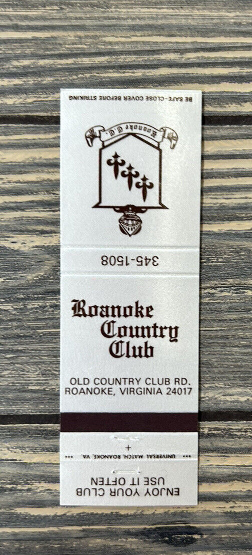 Vintage Roanoke Country Club Matchbook Cover Advertisement Virginia