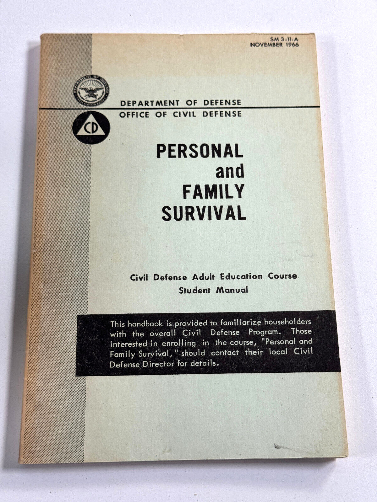 vtg 1966 US Civil Defense Cold War Family Survival Manual Book atomic nuclear 