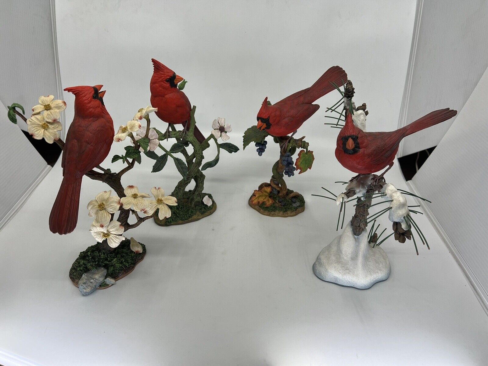 Cardinal Bird Figurine Danbury Mint Bob Guge Spring Summer Fall Winter Set