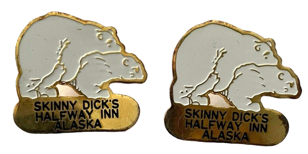 Vintage Skinny Dick\'s Halfway Inn Alaska Enamel Earrings