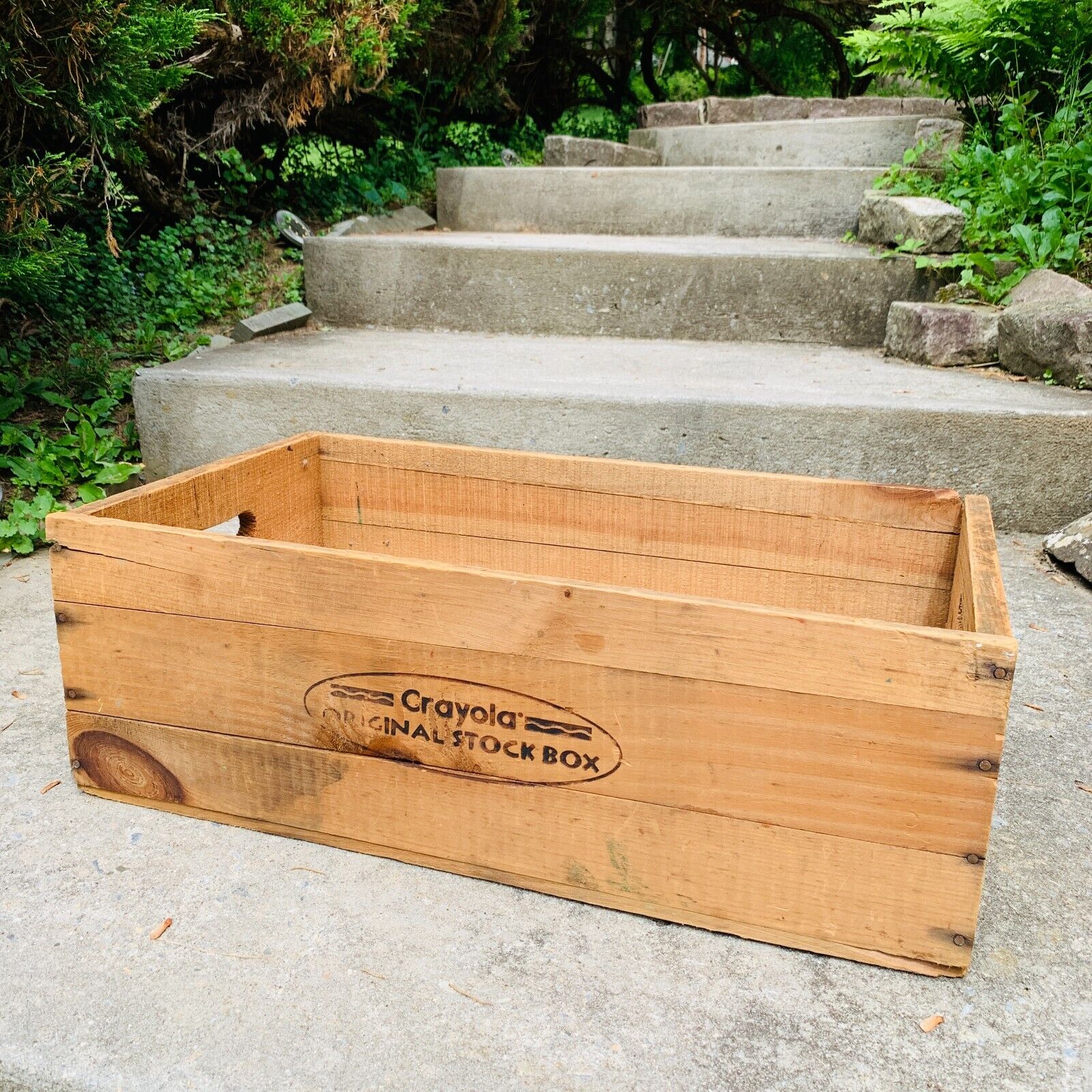 CRAYOLA CRAYONS Vintage Genuine Authentic ORIGINAL STOCK BOX Large Wooden Crate