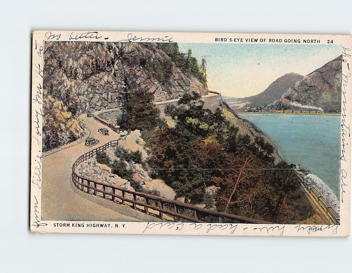 Postcard Bird\'s Eye View of Road Going North Storm King Highway New York USA