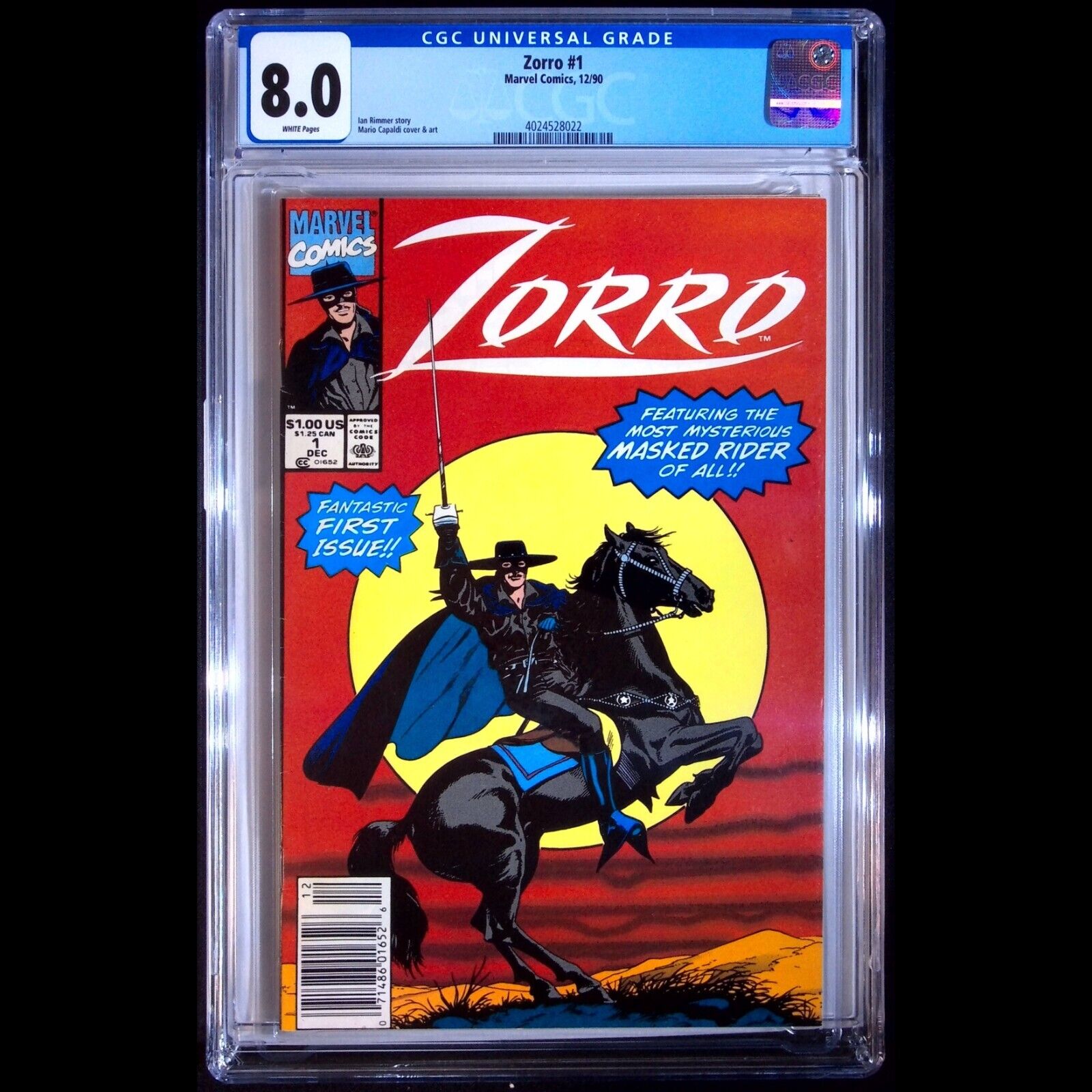 Zorro #1 - Marvel 1990 - possible TV re-boot in the works -  CGC 8.0
