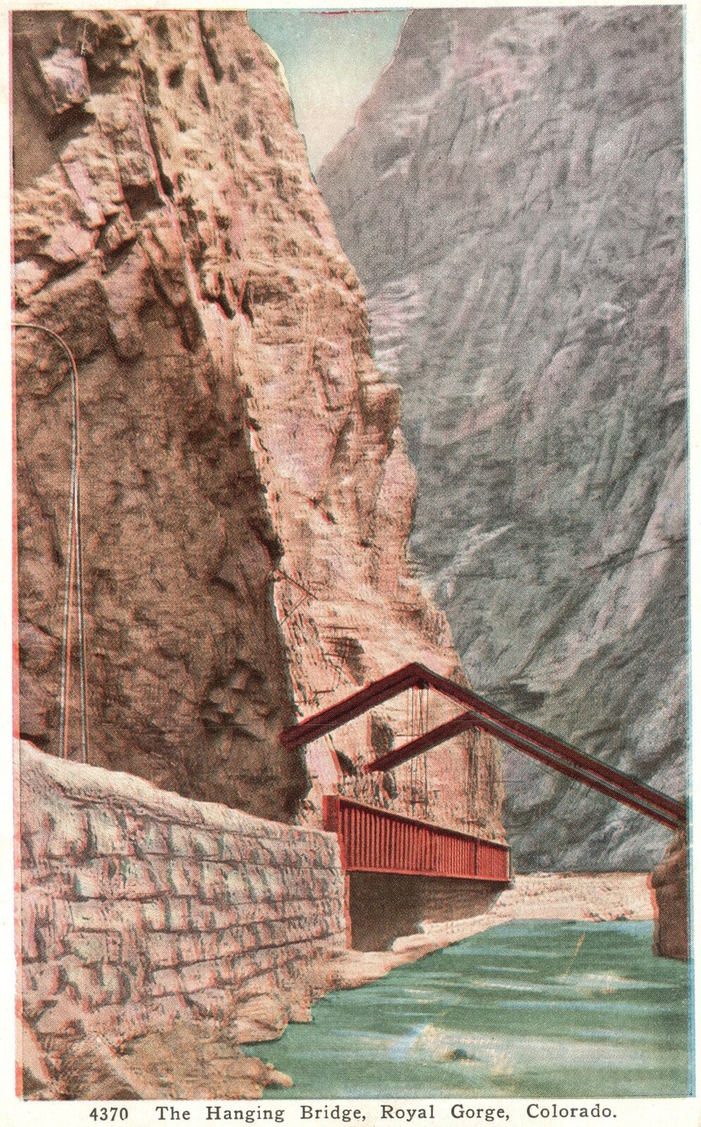 Vintage Postcard Hanging Bridge Royal Gorge Grand Canon Of Arkansas Colorado CO