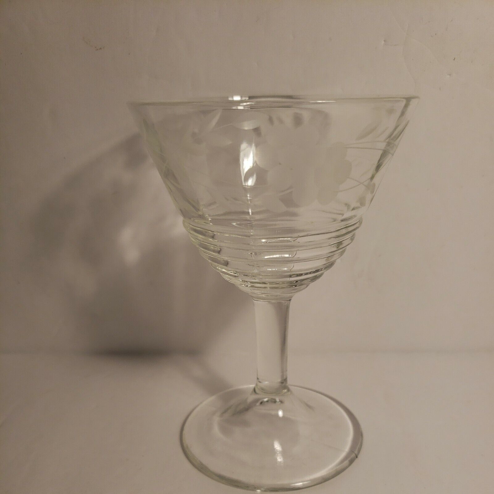 Vintage Federal Glass 145-4 Tall Sherbert Champagne Glass Optic Double Etched