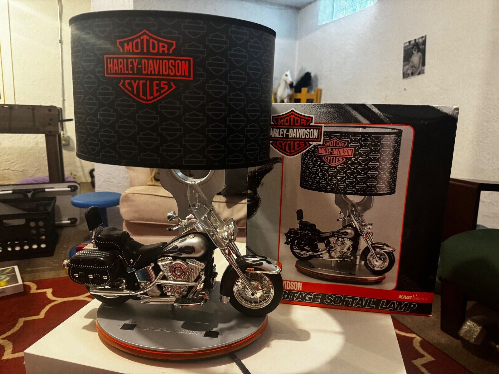 Harley-Davidson Heritage Softail Table Lamp - Night Light W/ Sound (New In Box)