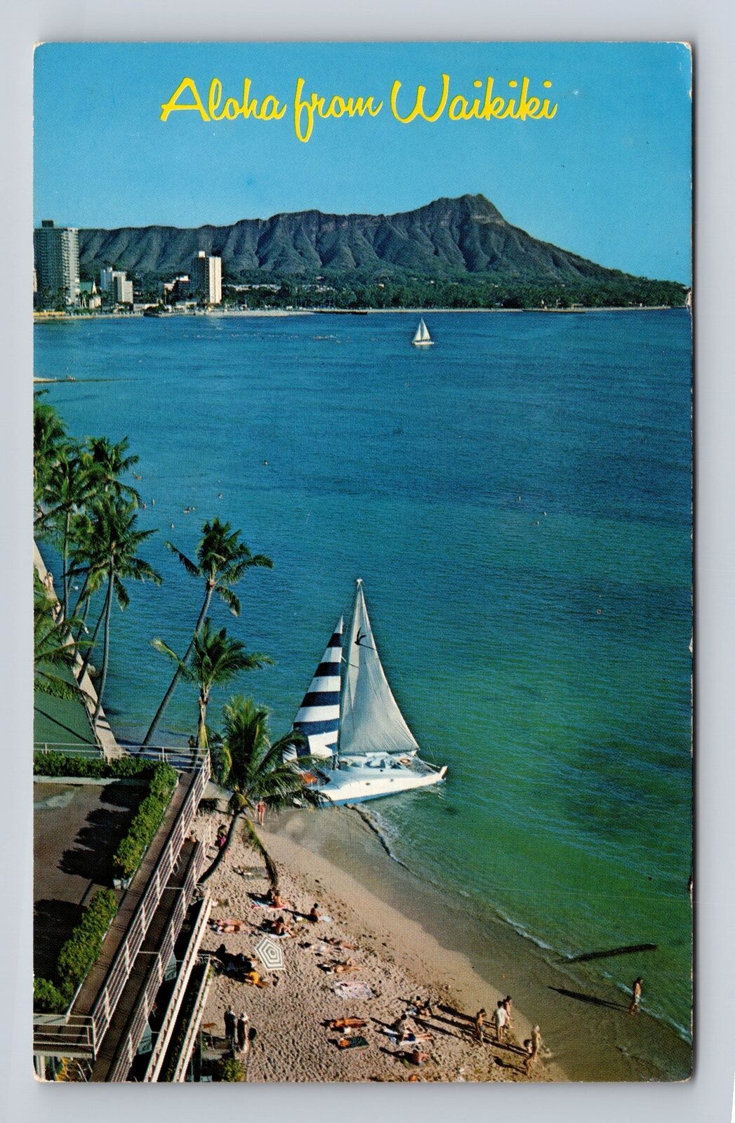 Waikiki HI- Hawaii, Aerial Of Ocean General Greetings, Antique, Vintage Postcard