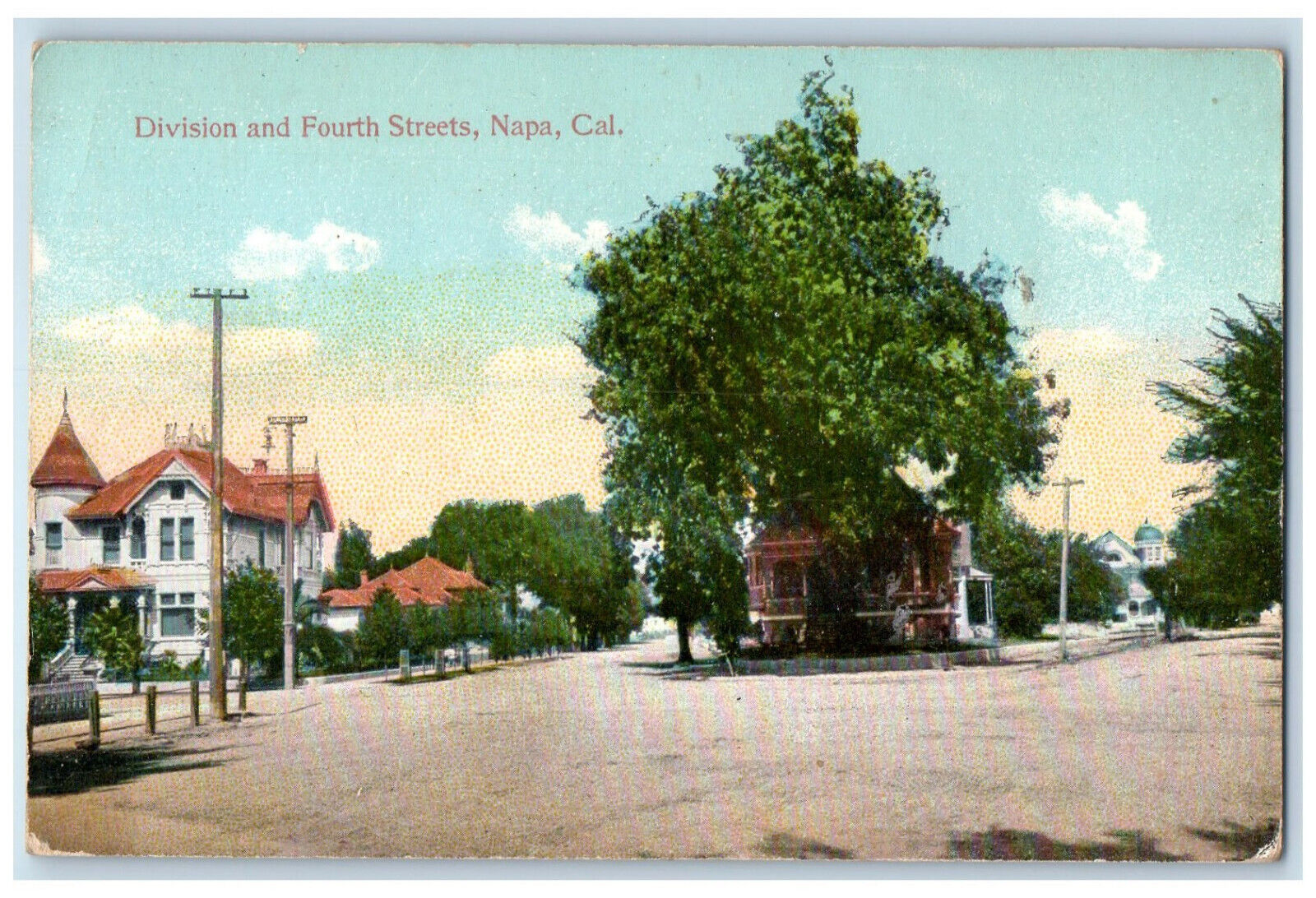 1913 Division And Fourth Streets Napa County California CA Antique Postcard