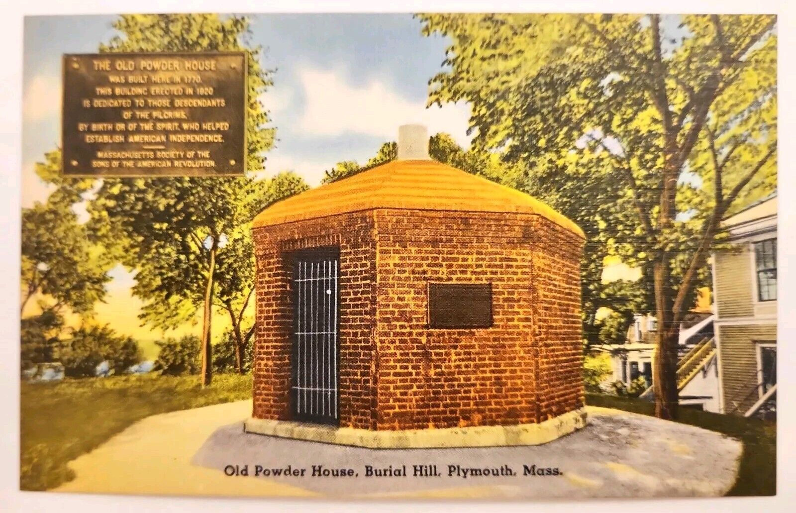 Old Powder House Burial Hill Plymouth Ma Massachusetts Postcard