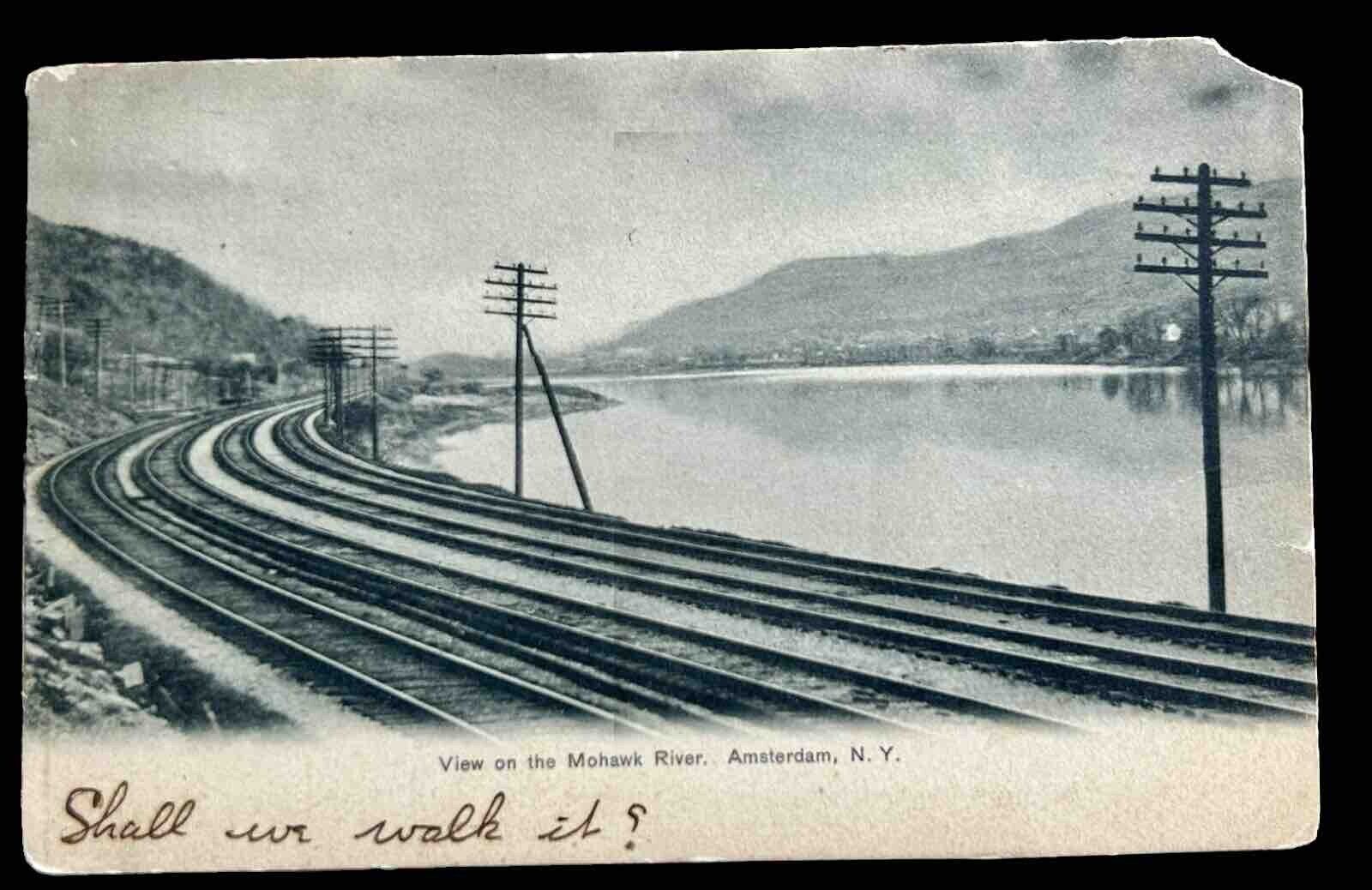 View on the Mohawk River, Amsterdam, N. Y. 1906 Vintage Postcard New York