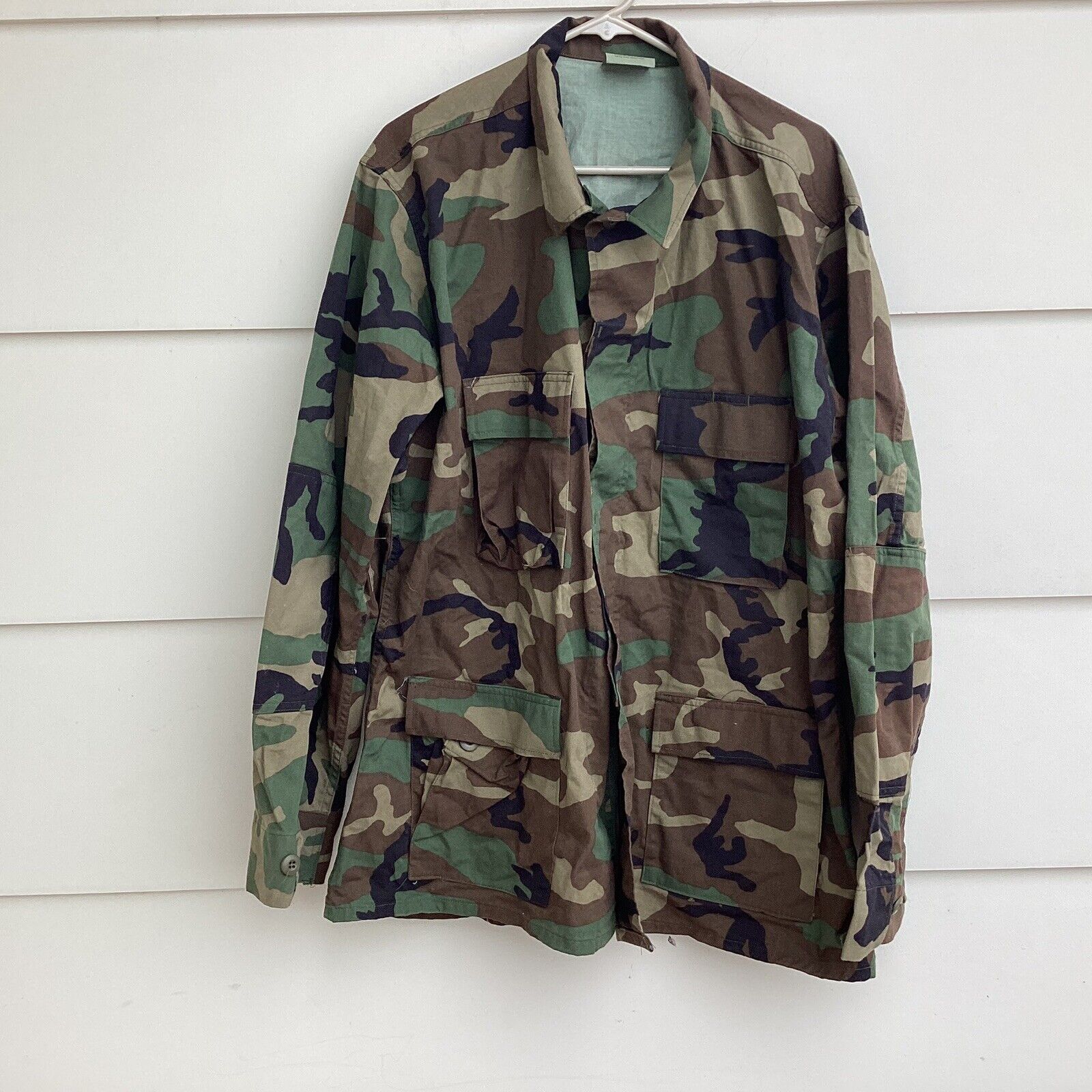 Military Combat Coat Shirt Woodland Camo BDU Camouflage X Large Long