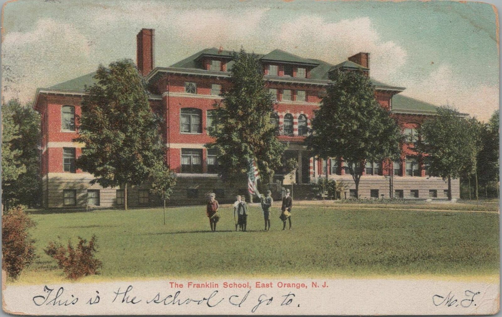 Postcard The Franklin School East Orange NJ 1907