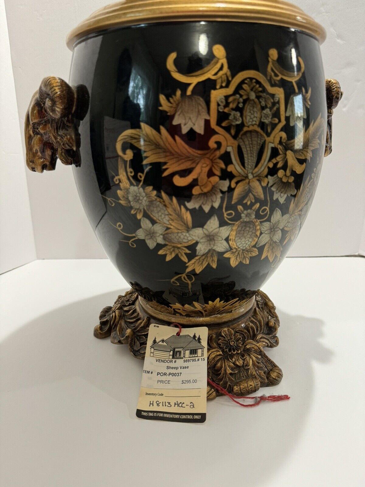 Black And Gold Decorative Sheep Vase