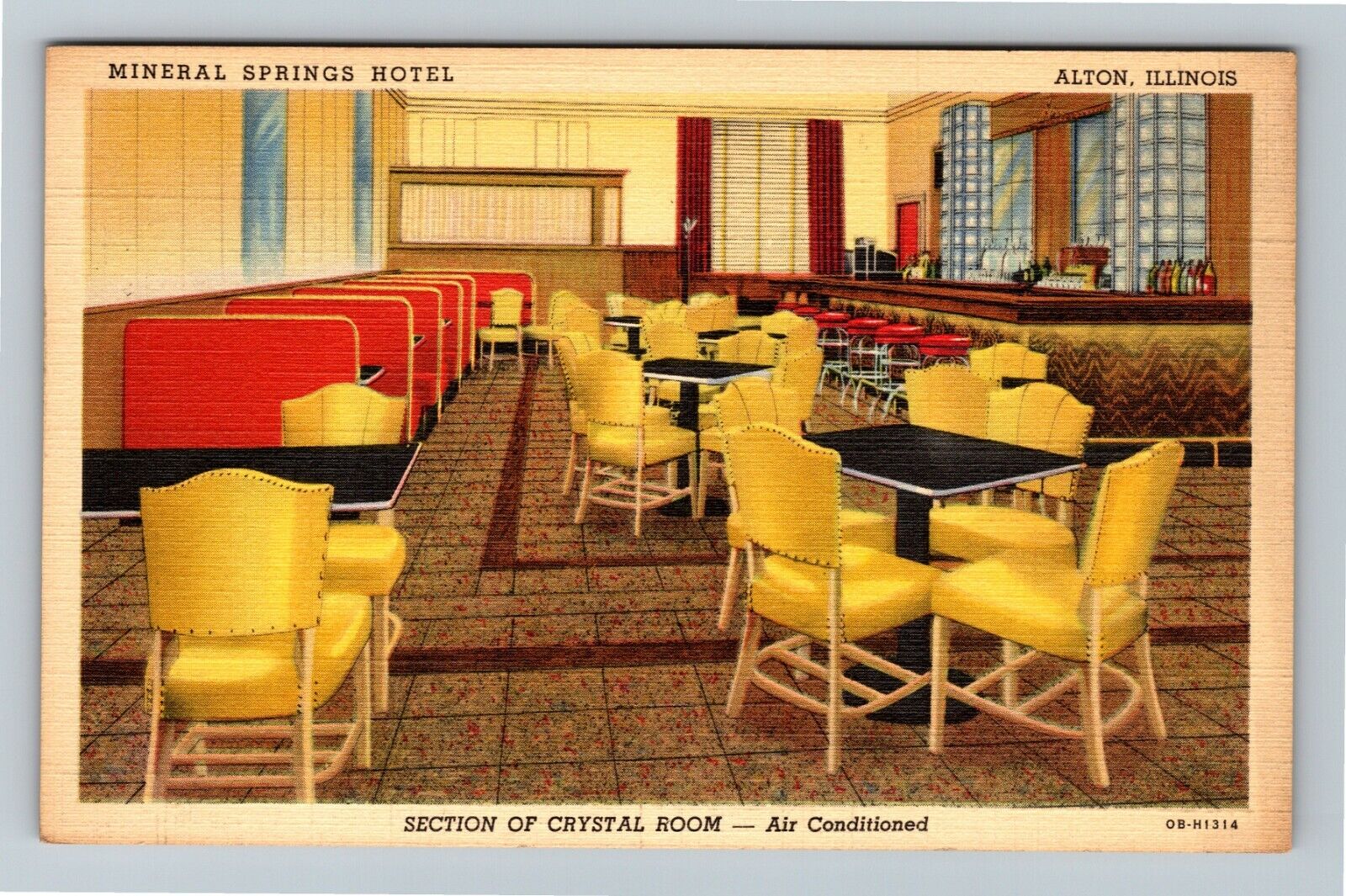 Alton, IL-Illinois, Mineral Springs Hotel, Crystal Room, Vintage Postcard