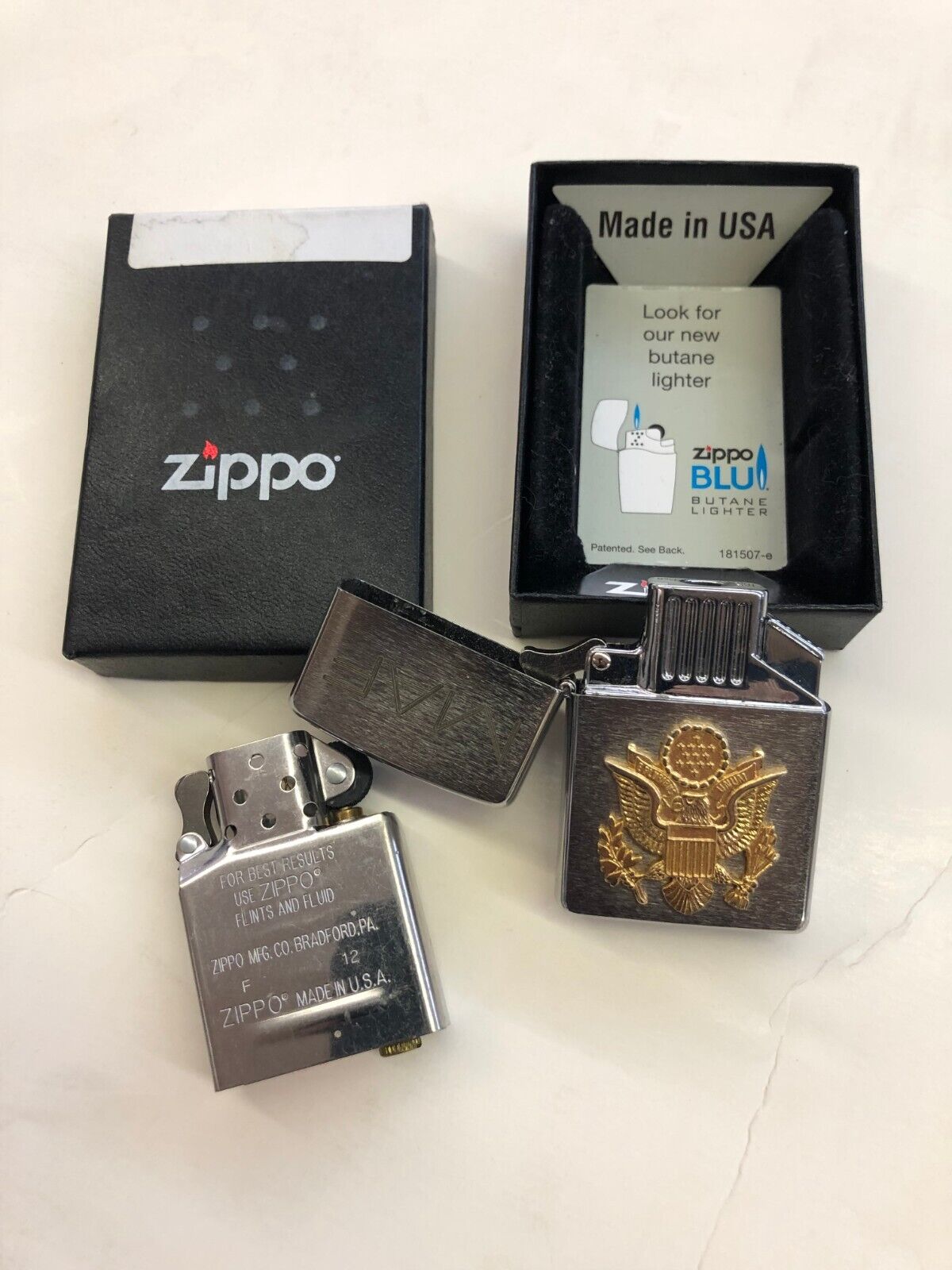 Zippo 280ARM REG EMB--ARMY Lighter Used w/ Box/Z-Plus