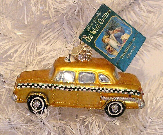 2007 OLD WORLD CHRISTMAS - TAXI - BLOWN GLASS ORNAMENT - NEW W/TAG