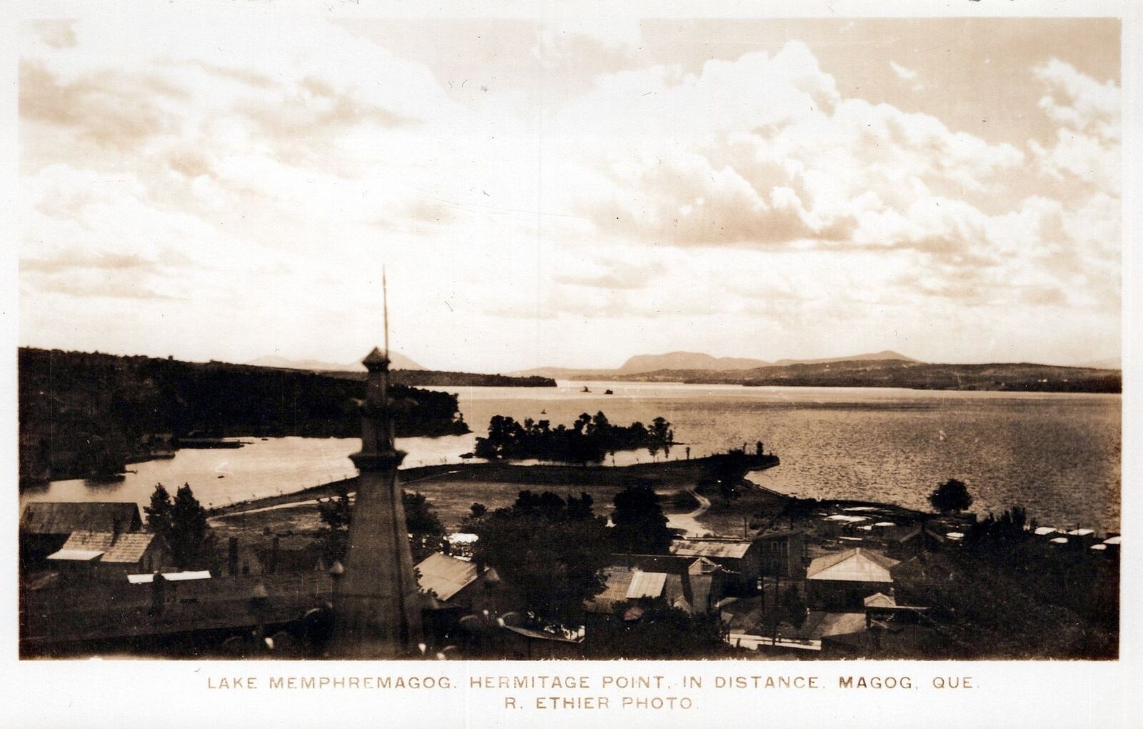 MAGOG QC - Lake Memphremagog Showing Hermitage Point In Distance Real Photo PC