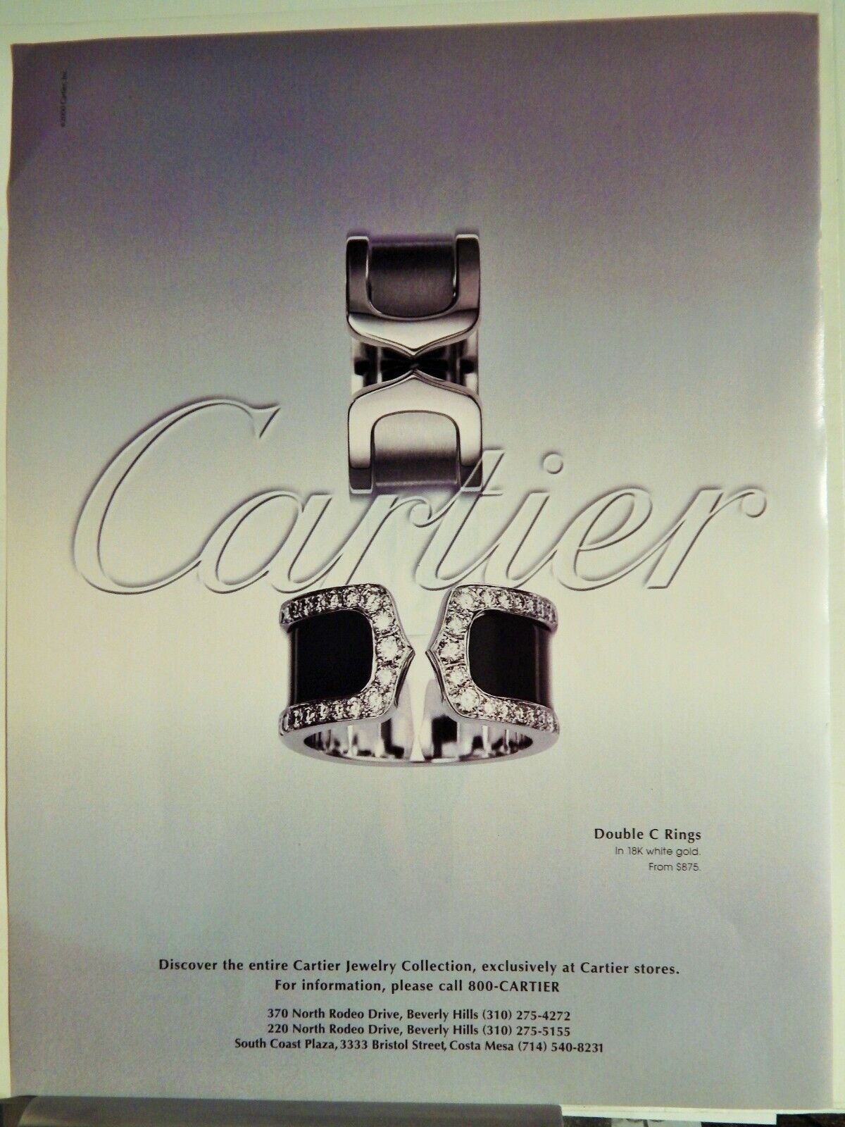CARTIER DOUBLE C LUXE RINGS/ TRINITY RINGS VTG 2000 ADVERTISEMEN