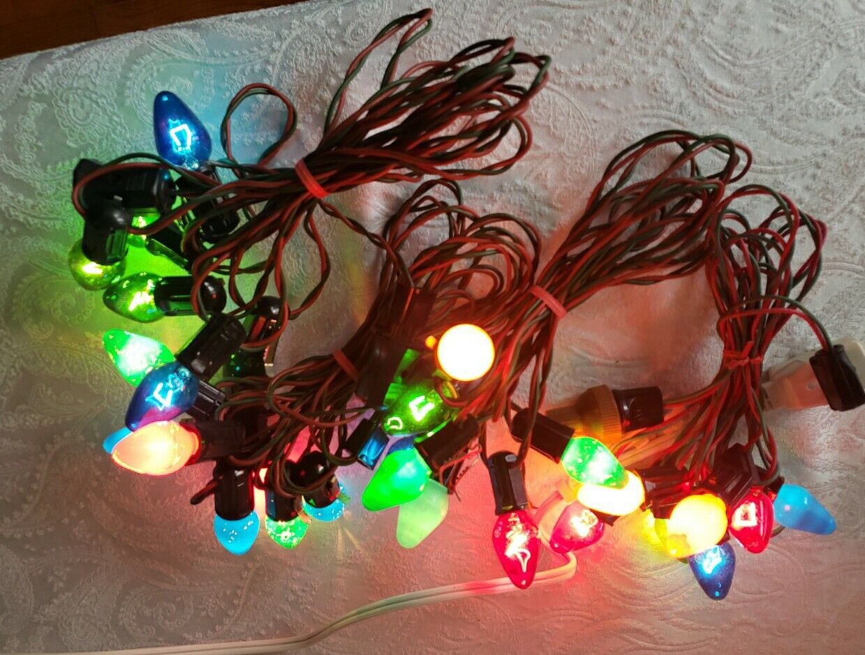Vintage C-7 Christmas String Lights 27 Lights Working 4 Sets