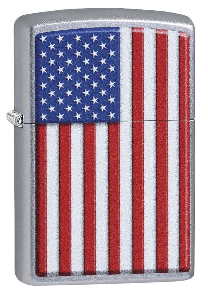 Zippo 29722, United States Flag, Patriotic Design, Street Chrome Lighter