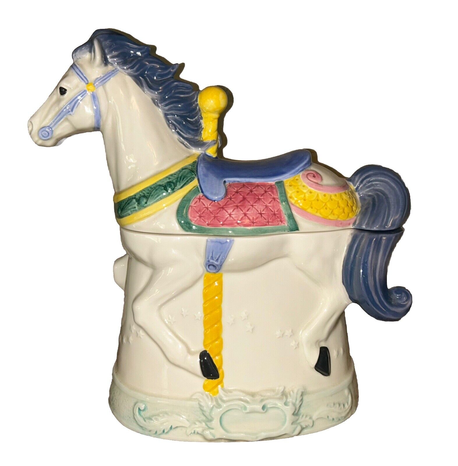 Vintage 1991 Carousel Horse Cookie Jar Hearth & Home Ceramic Excellent Adorable