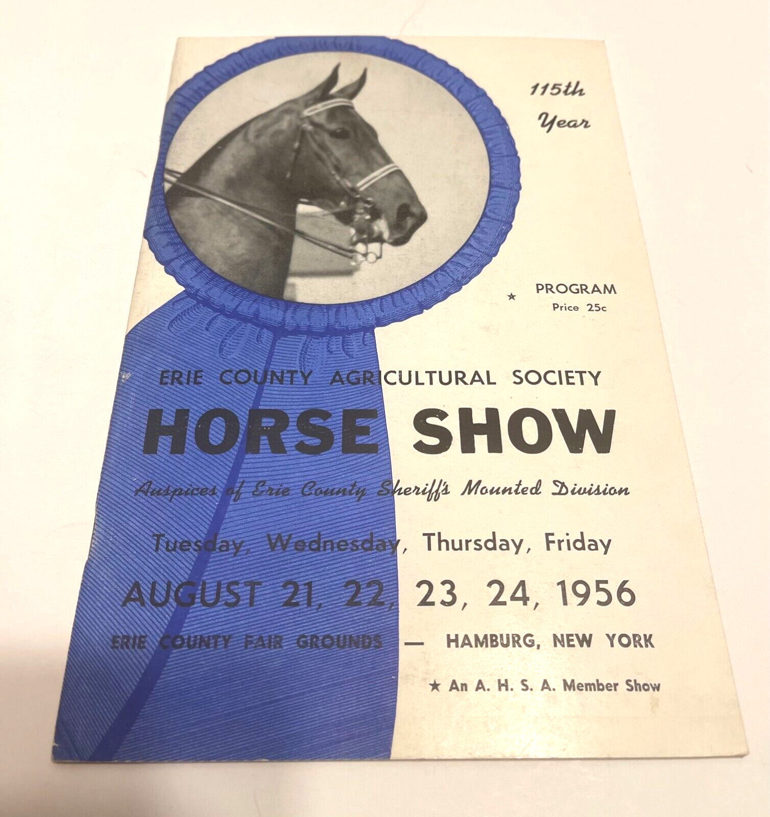 1956 ERIE COUNTY FAIR HORSE SHOW PROGRAM HAMBURG, NY