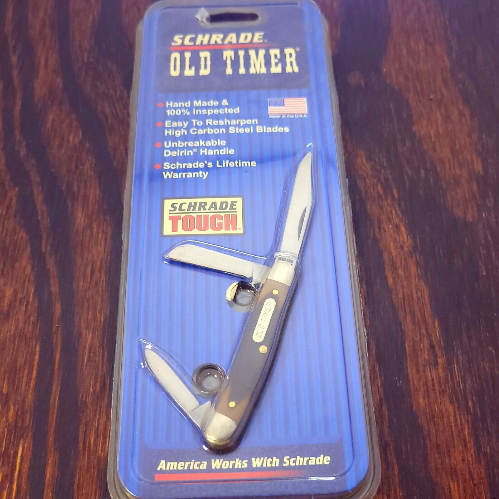 SCHRADE OLD TIMER Knife Made In USA 108OT Small Stockman Sawcut Delrin...