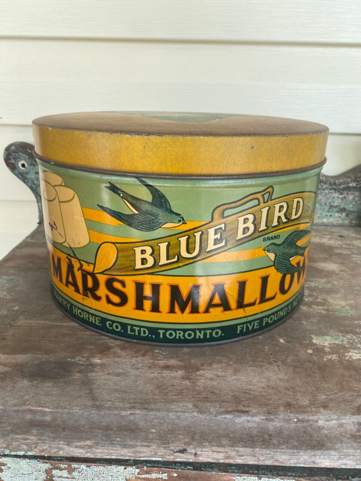 Bluebird Marshmallow Tin, Vintage Marshmallow Tin
