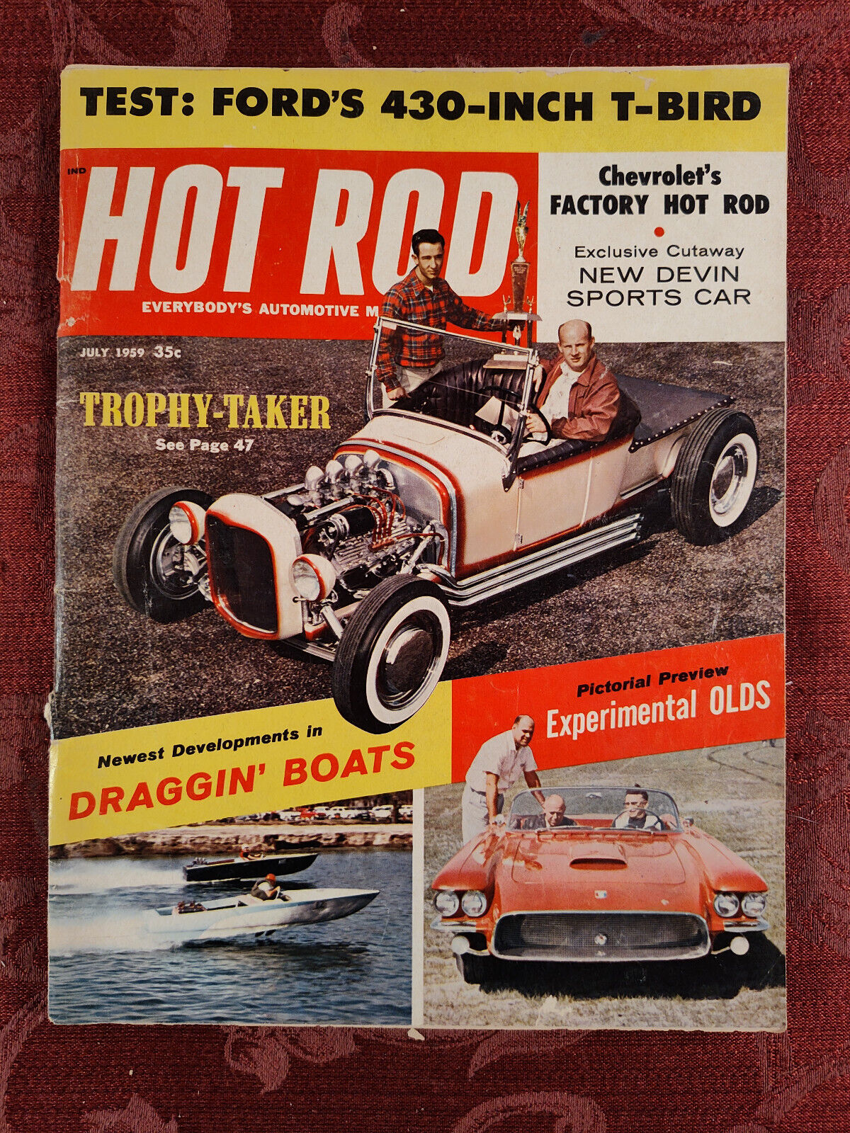 RARE HOT ROD Magazine July 1959 Boat Draggers Ford 430 Inch T-Bird