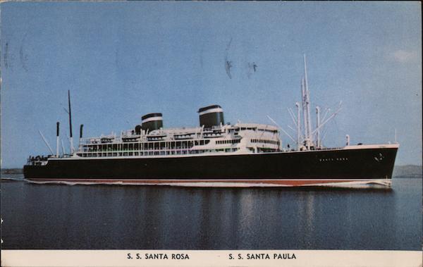 Cruise Ship Grace Line-S.S. Santa Rosa-S.S. Santa Paula F.A. Russo Postcard