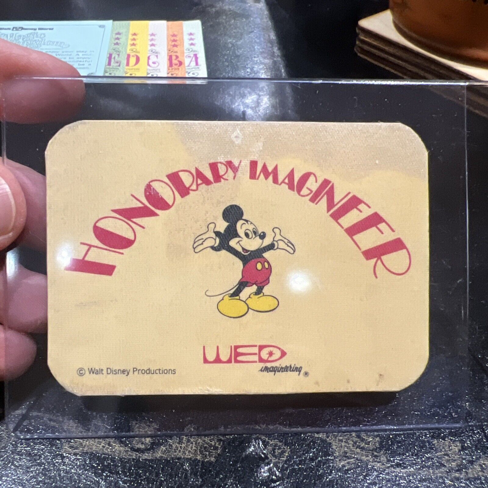 Vintage Walt Disney Honorary Imagineer Thick Card Walt Disney Productions -