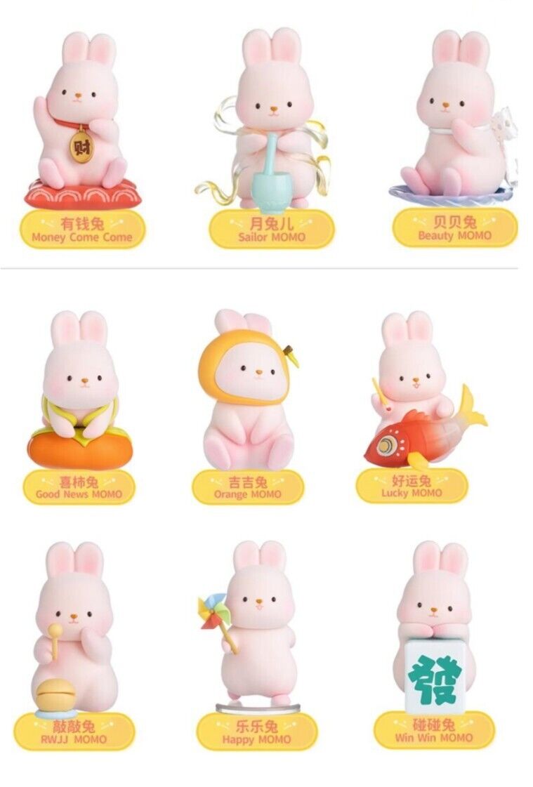 9pcs Cute Anime MOMO Bunny Wish Series PVC Figure Statue Model Art Designer Toys