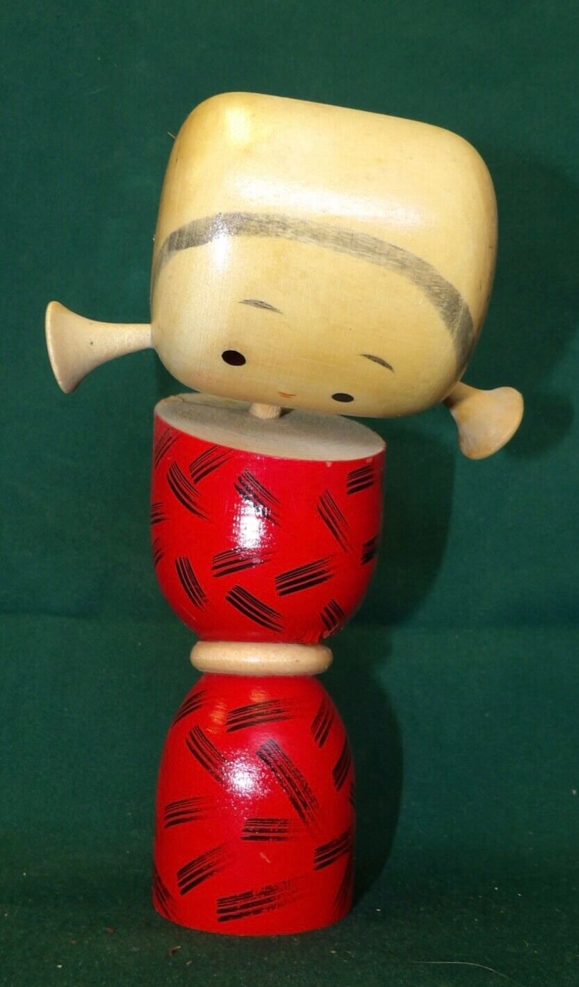 Mid Century Kokeshi Wood Doll Adorable Young Girl With Head Bowed  #13