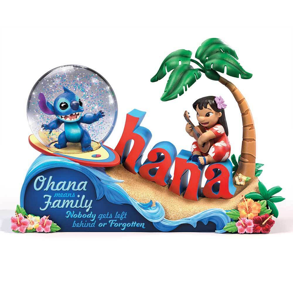 Braford Exchange Disney Lilo & Stitch Ohana Means Family Musical Glitter Globe