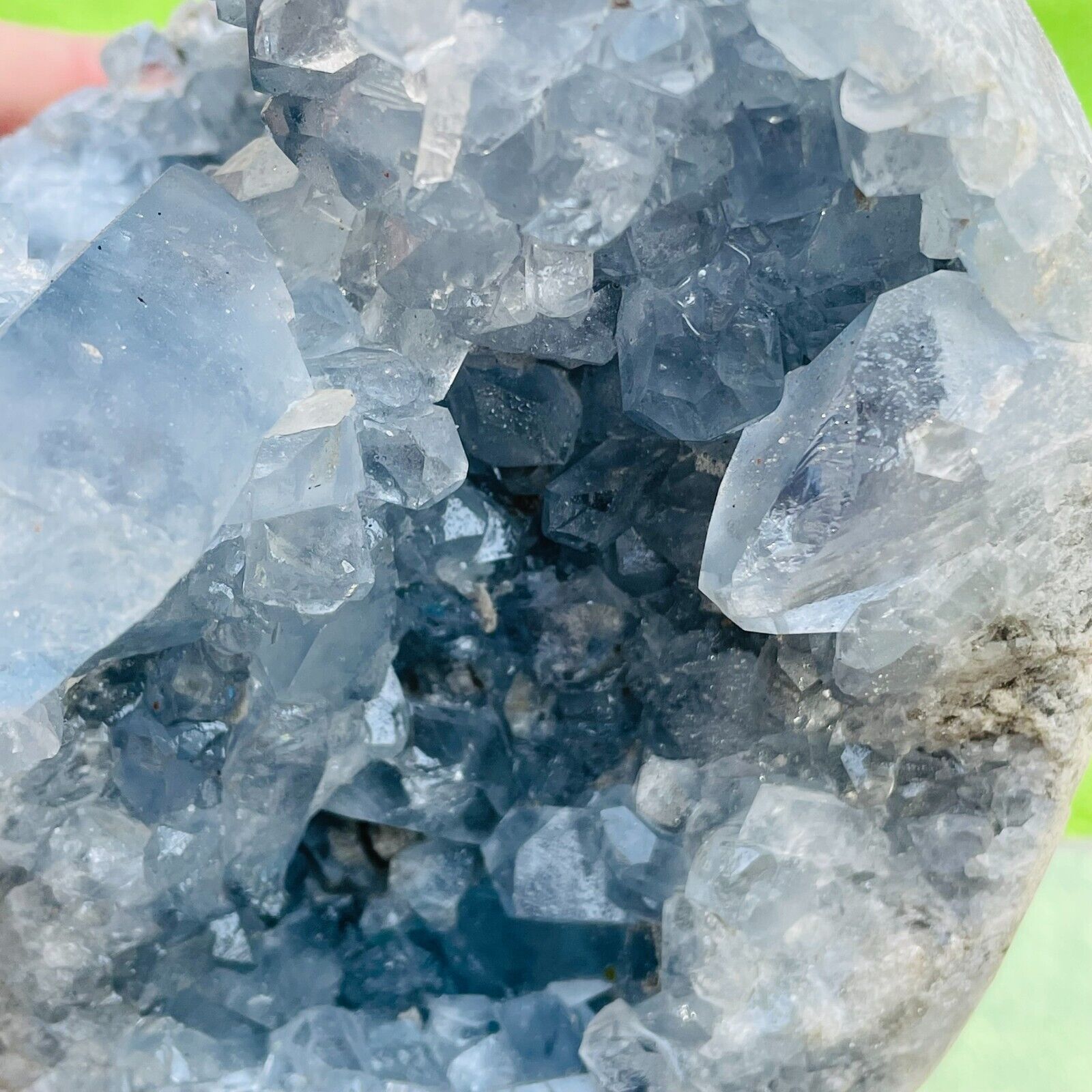 1930g Natural Clear Blue Celestite Quartz Crystal Geode Egg Mineral Specimen