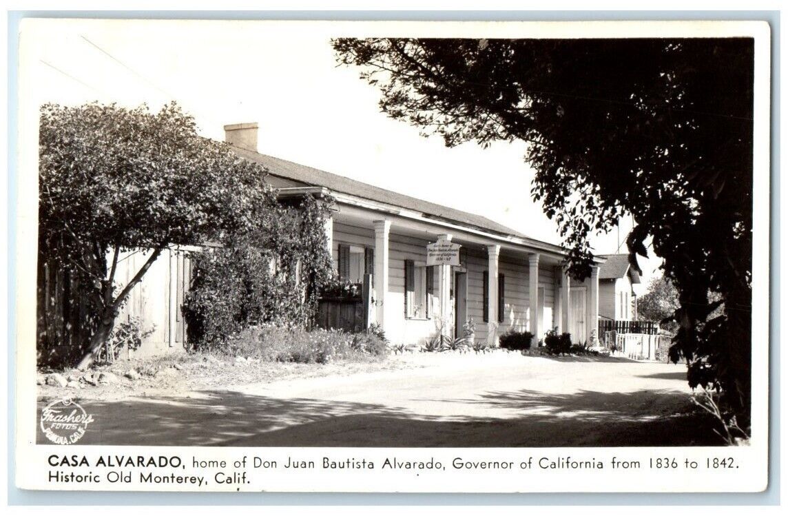 c1940's Casa Alvarado Governor Historic Old Monterey CA RPPC Photo Postcard