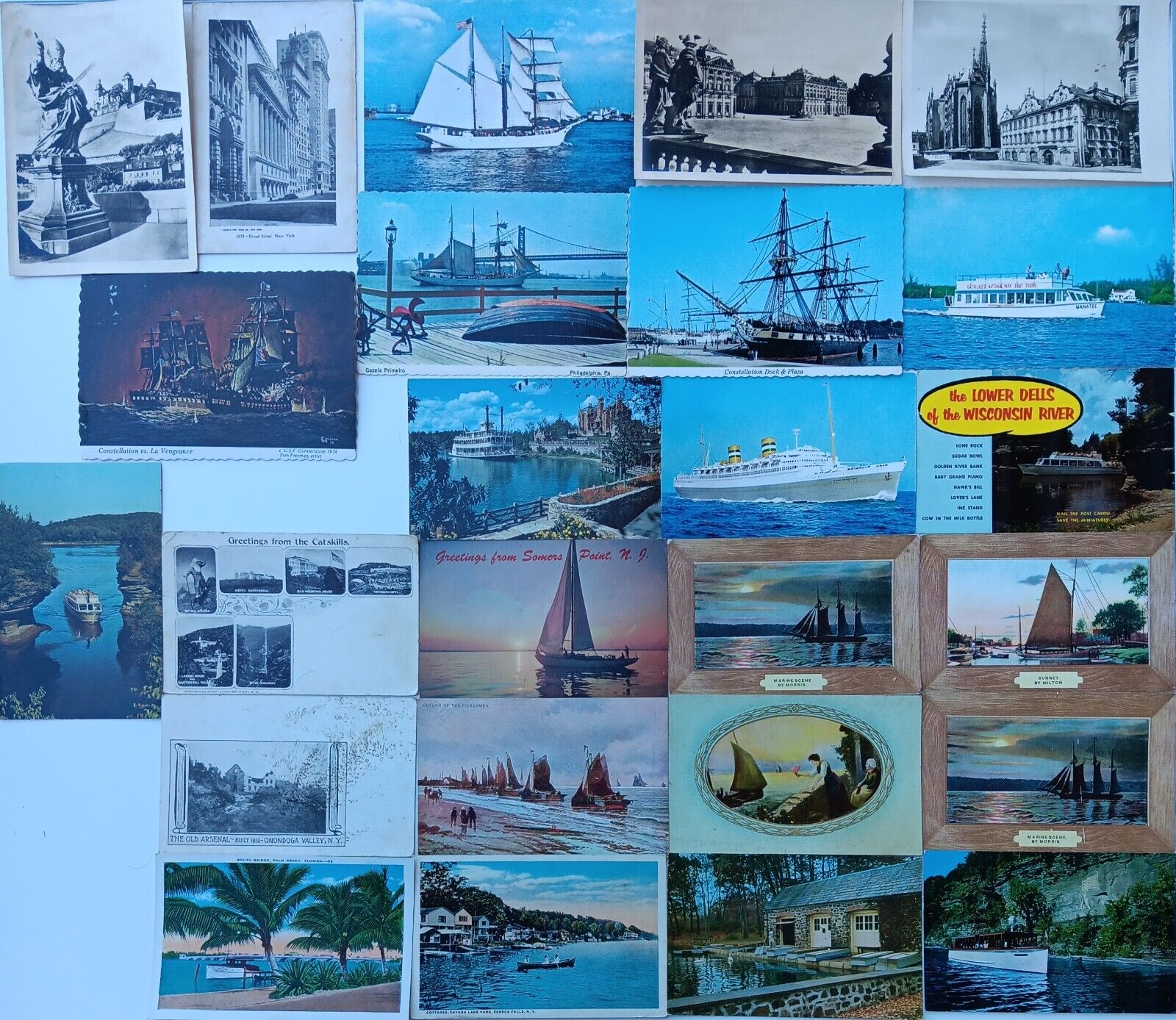 25 Antique Vintage Misc 1900s Mostly Boat Postcards Sailboats Battleships Lot 10