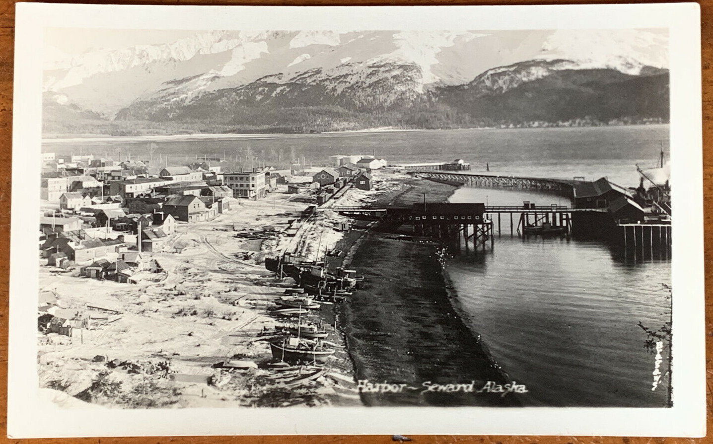Alaska, Ak, RPPC, Seward Harbor at Low Tide, ca 1910, Excellent Photo Postcard