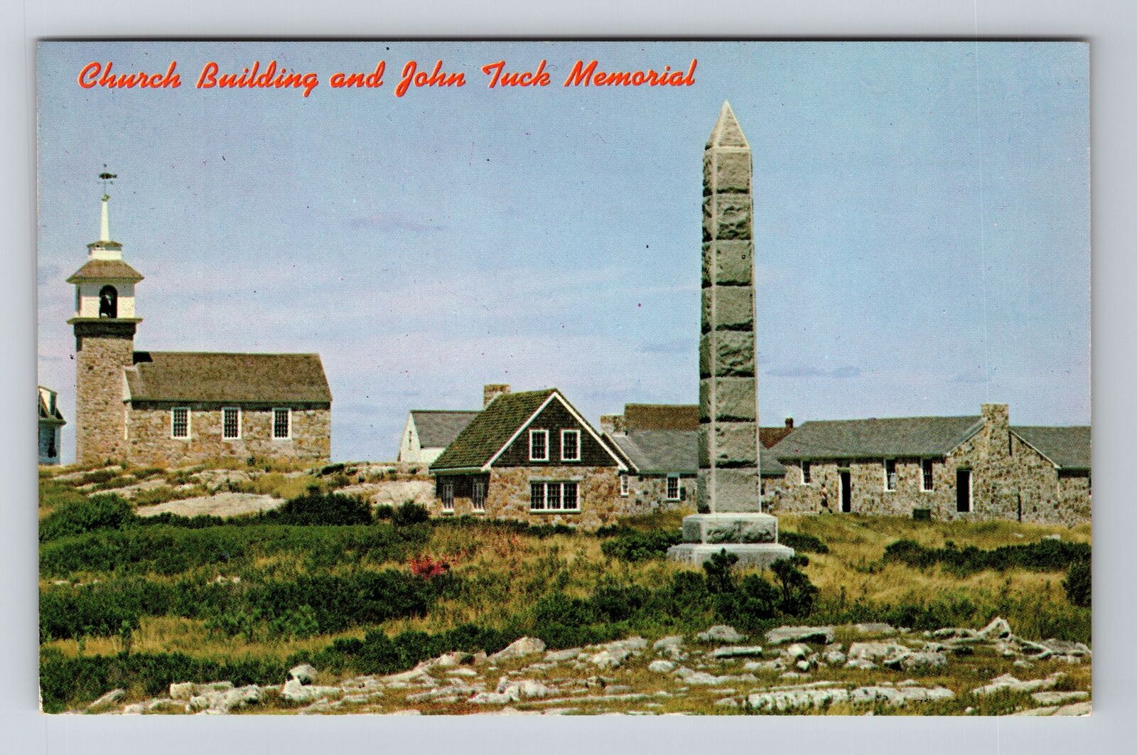 Isle Shoals ME-Maine Church Building and John Tuck Memorial Vintage Postcard
