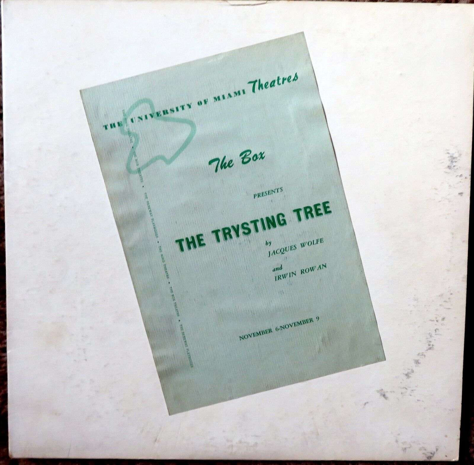 THE TRYSTING TREE - University of Miami Theatres The Box - Wolfe / Rowan - Vinyl