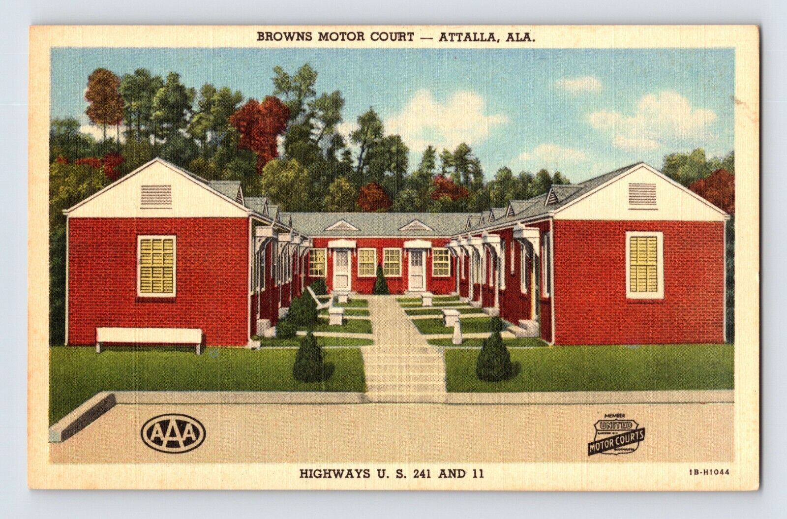 Postcard Alabama Attalla AL Browns Motor Court Motel 1940s Unposted Linen