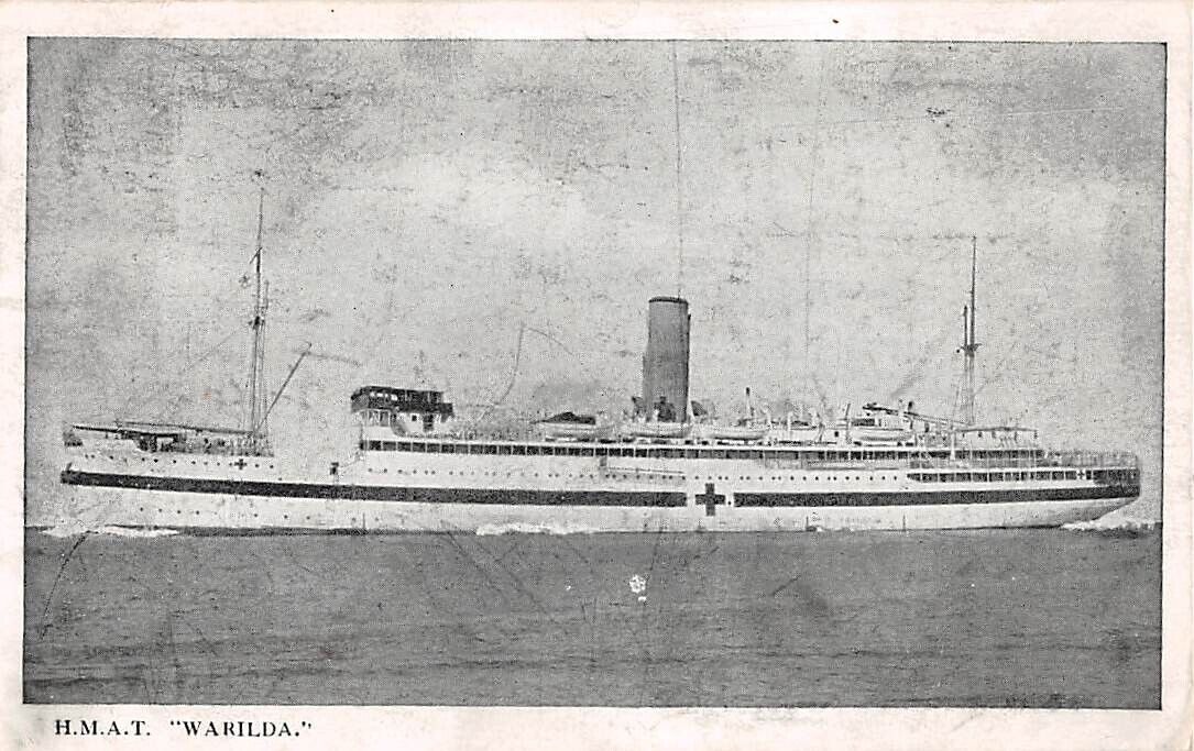 H.M.A.T. WARILDA AUSTRALIA HOSPITAL SHIP AT SEA, PRATT PUB ~ used 1917