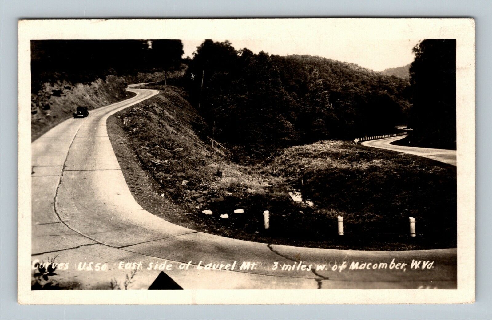 Scenic  US 50 East Laurel Mountain Macomber West Virginia RPPC Vintage Postcard