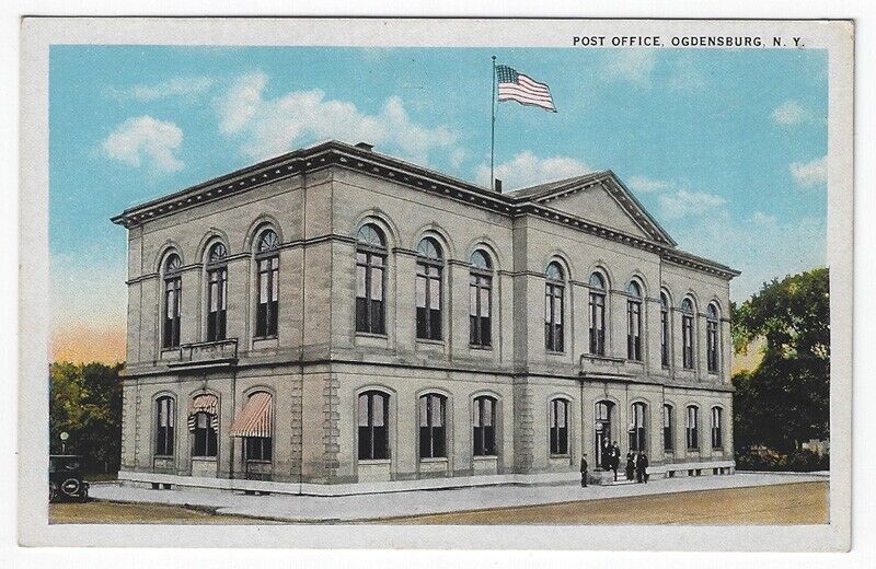 Ogdensburg, New York,  Vintage Postcard View of The Post Office