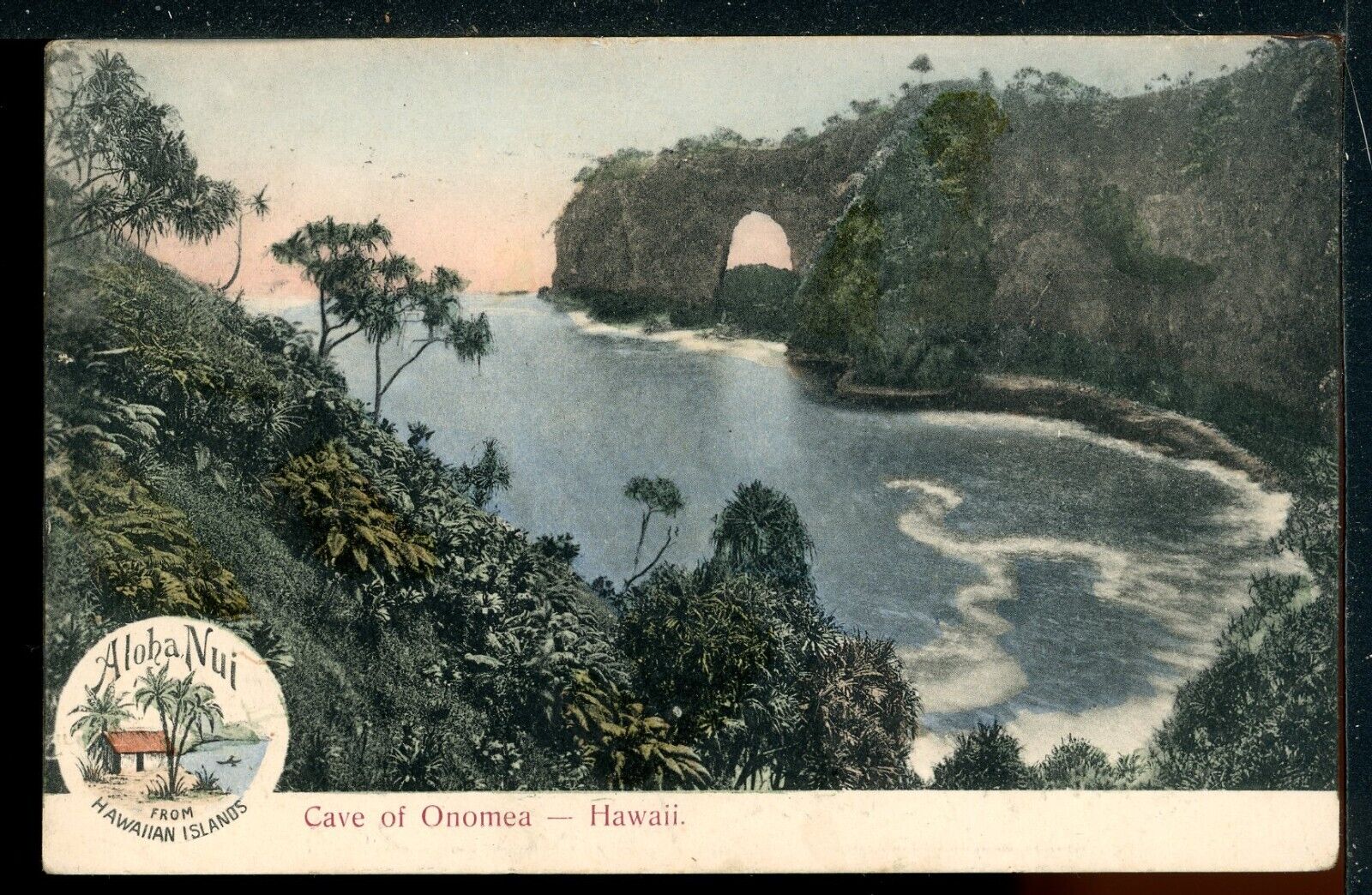 1908 Aloha Nui Cave of Onomea Big Island HI Vintage Postcard South Seas Pub.