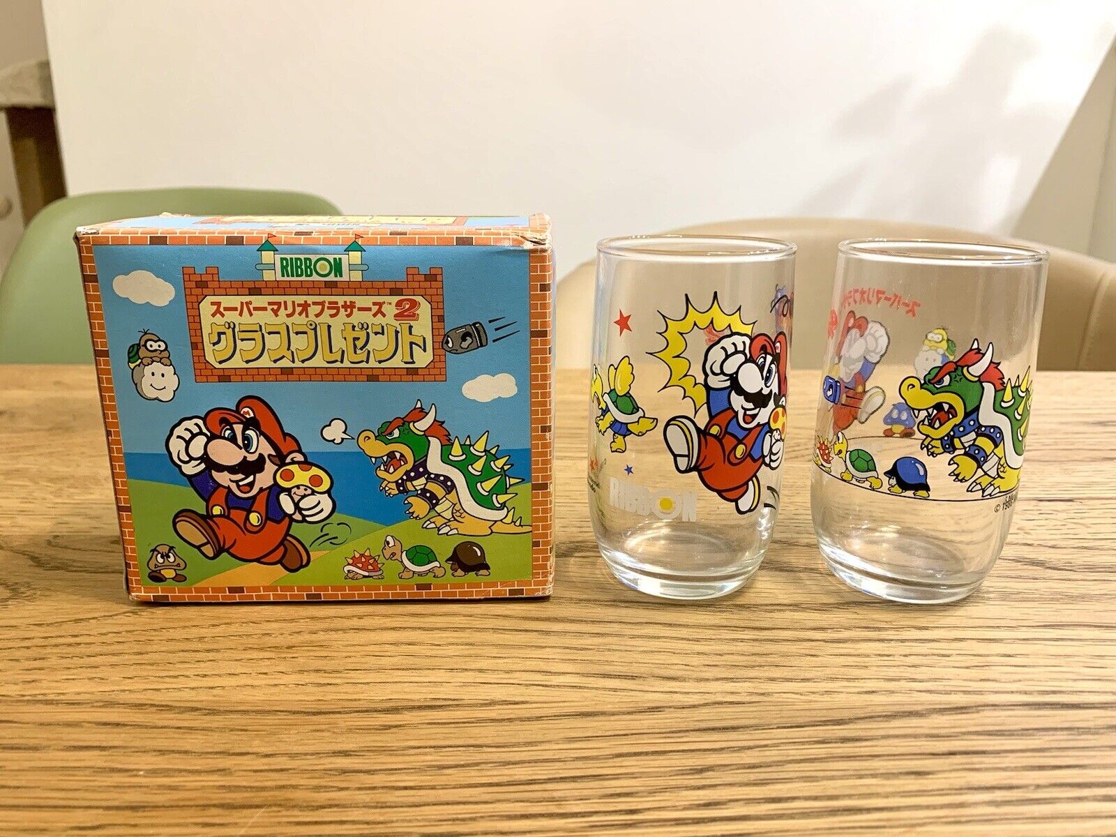 1986 Nintendo Super Mario Bros.2 Vintage Glass with Box From Japan