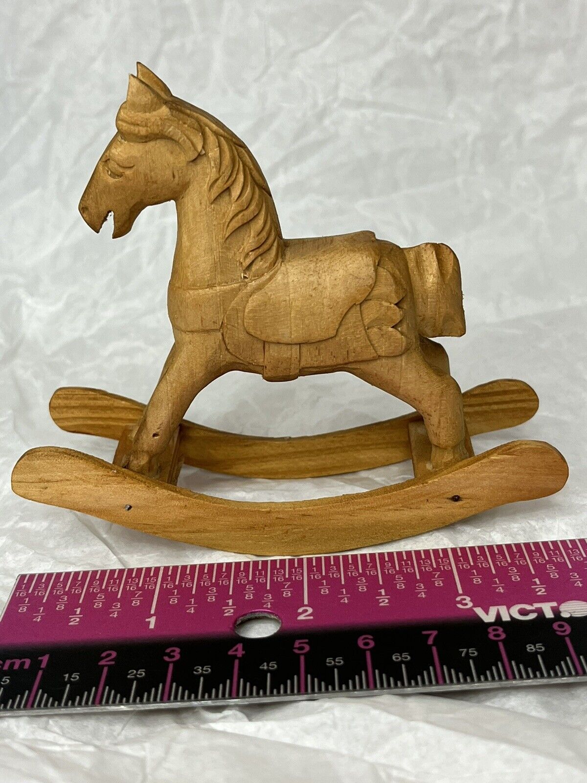 Vintage AUTHENTIC MODELS HANDMADE CARVED WOOD ROCKING HORSE/HAND CRAFTED/3-7/8\