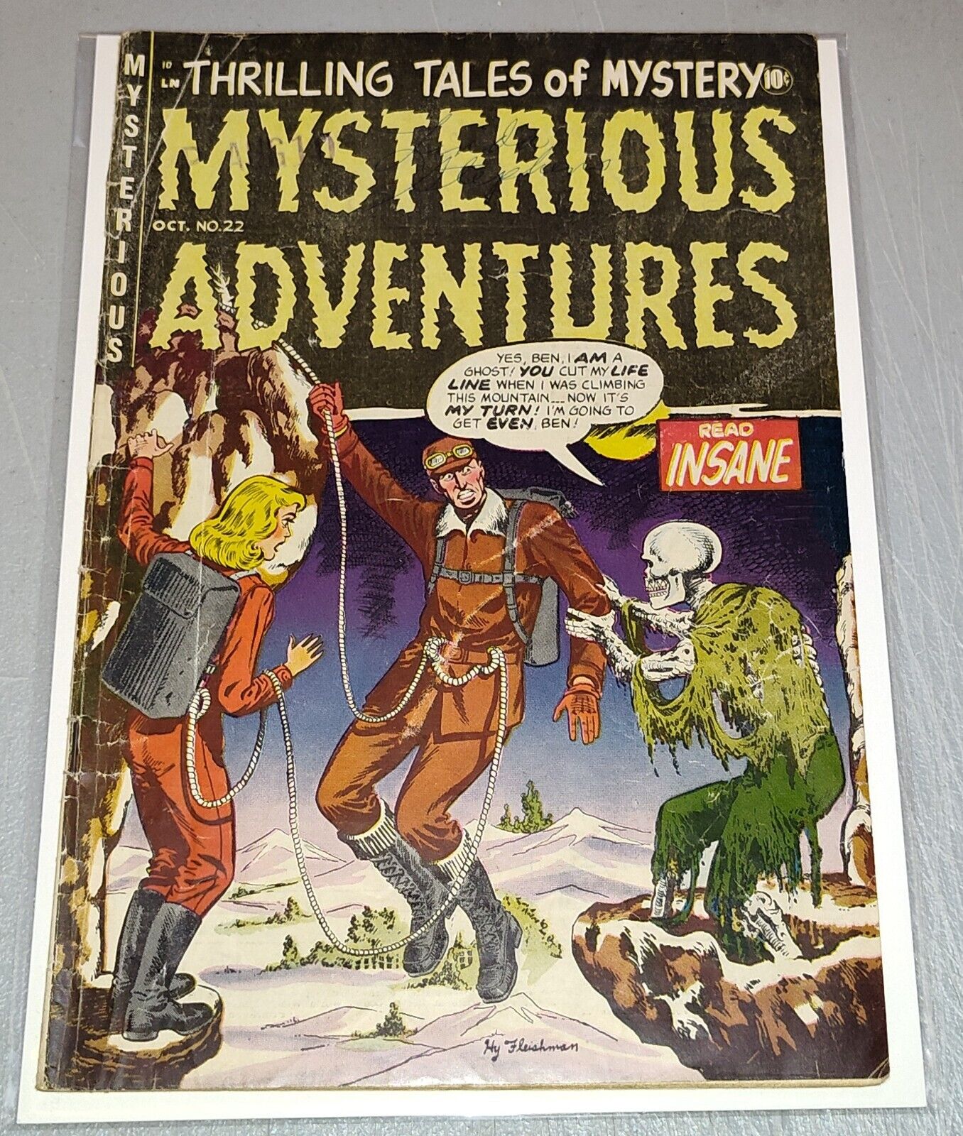 MYSTERIOUS ADVENTURES #22 HY FLEISHMAN COVER Story Pre-Code Horror 1954 VG VG-
