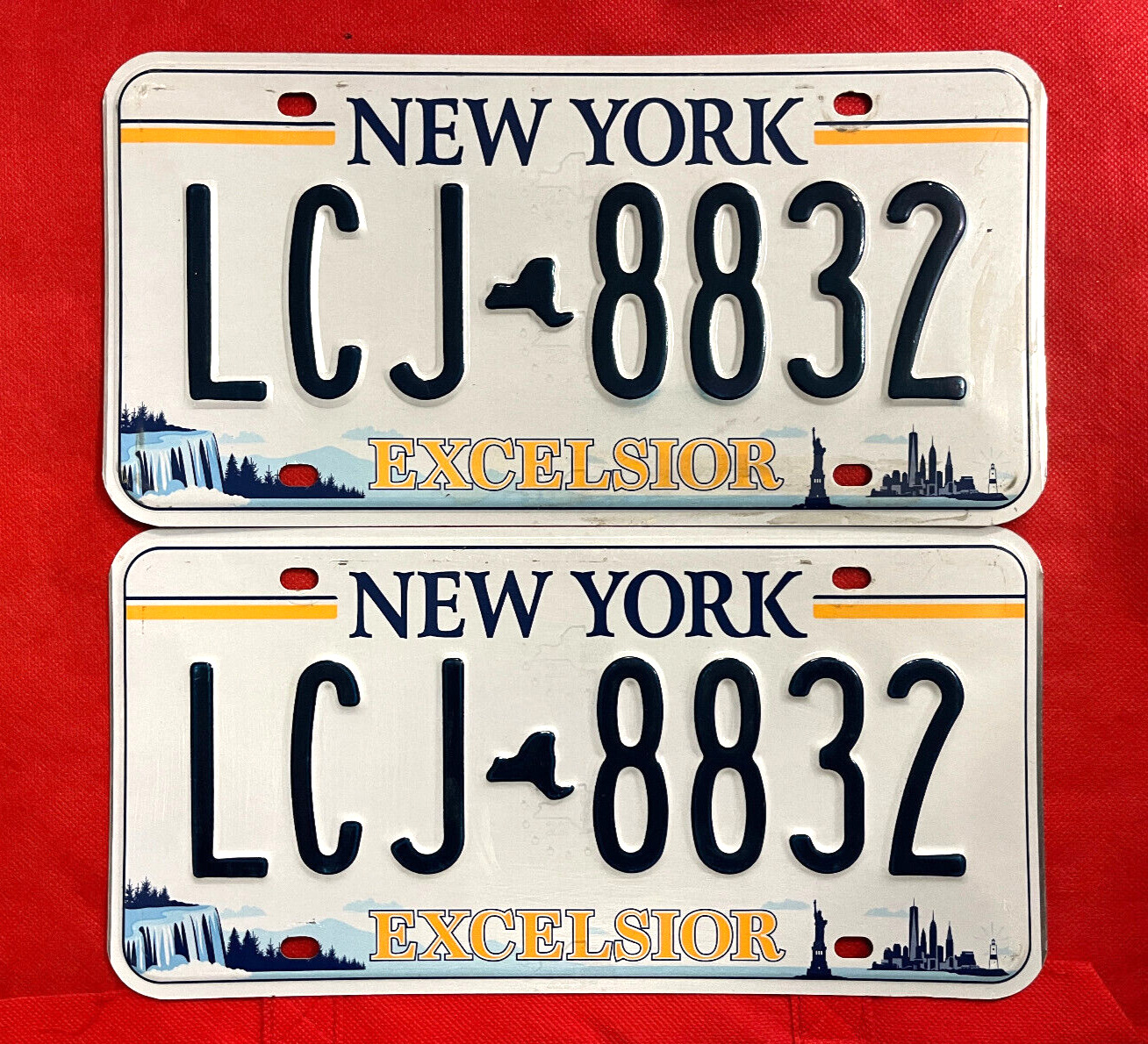 New York License Plate Pair LCJ 8832 .... Expired / Crafts / Collect / Specialty