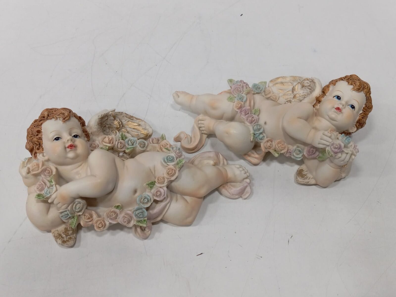 Vintage Pair of Touch of Class Cherub Angel Figurine Wall Plaques